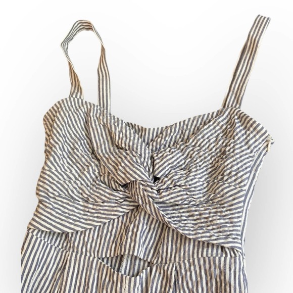 ZARA Basic Striped Jumpsuit Blue and White Size M - Picture 6 of 12